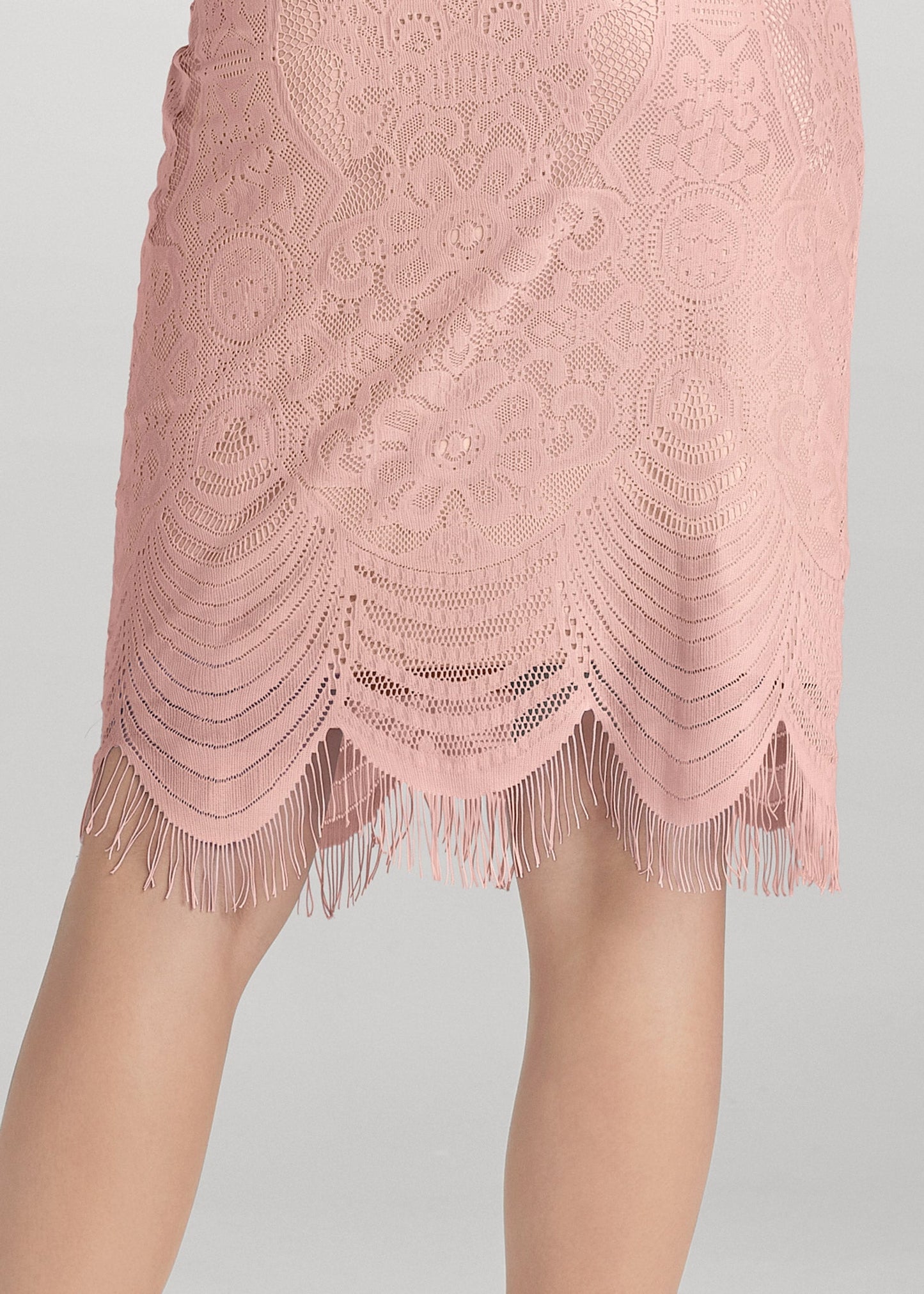 patterson-Off-The-Shoulder Lace Dress - Peach